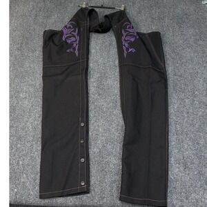 Nexgen Motorcycle Chaps Womens XL Black Purple Tribal Embroidered Textile Gear